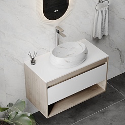 Teymi Раковина накладная Laina 48.5 T51307 белый мрамор – фотография-7