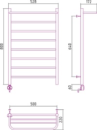 Стилье Полотенцесушитель электрический Формат 20 ТЛ 800х500 – фотография-2