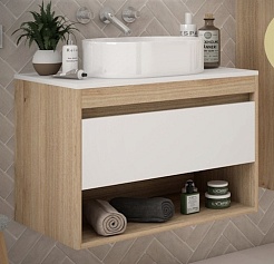 Teymi Тумба с раковиной Ritta 85 дуб эврика/белый матовый T60531 раковина T50606 – фотография-1