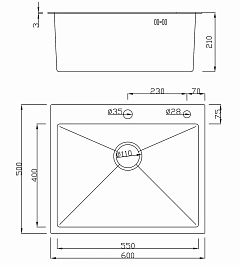 Hoffger Мойка для кухни 6050T Black ECO декор соты – фотография-4