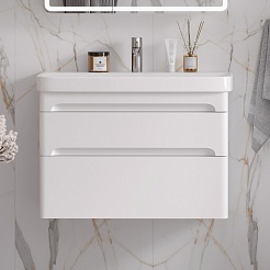 Equil Тумба с раковиной Nice 80 2 ящика подвесная белая – фотография-3