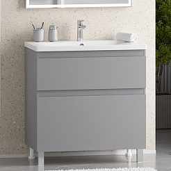 Misty Тумба с раковиной Лаки 80 серая – фотография-6