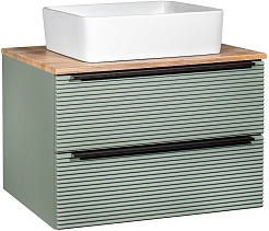 Runo Тумба с раковиной Орлеан 70 Tre подвесная зеленая/дуб натуральный – фотография-1