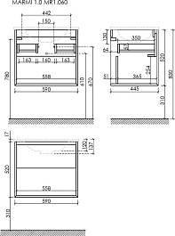 Sancos Тумба с раковиной Marmi 1.0 60 дуб галифакс натуральный раковина Grace 60 CN7011MB – фотография-5