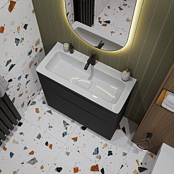 Vivon Тумба с раковиной Ostin 80 напольная черная матовая – фотография-3