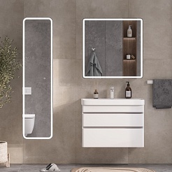 Equil Зеркальный шкаф Soldi 80 белый софт – фотография-3