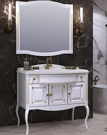 Opadiris Мебель для ванной Лаура 100 белая с бежевой патиной – фотография-1