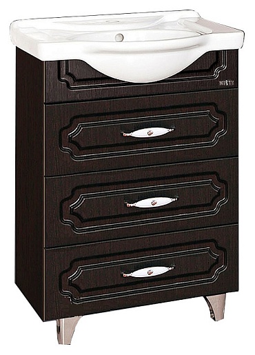 Misty Тумба с раковиной Александра 55 3 ящика, венге – фото, картинка, фотография-1
