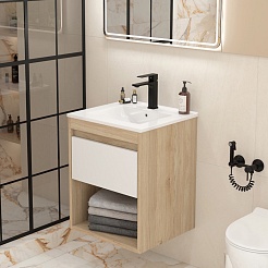 Teymi Тумба под раковину Vitra 50 подвесная без фасада дуб – фотография-7