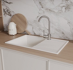 Teymi Мойка кухонная Hanna Smart 74 кварцевая белая матовая – фотография-7