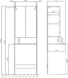 Акватон Шкаф пенал Лондри 65 под стиральную машину белый – фотография-6