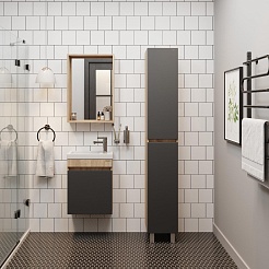 Onika Шкаф пенал Милтон 30 серый/дуб сонома – фотография-3