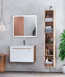 Vigo Шкаф пенал Grani 300 поворотный дуб сонома/зеркальный – фотография-6