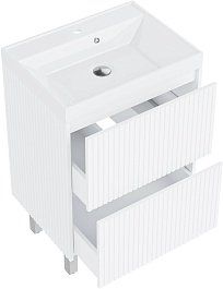 Vivon Тумба с раковиной Kristi 60 белая матовая рифленая – фотография-10