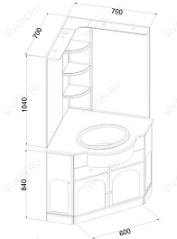 Aquanet Тумба с раковиной Ринконера Европа 70 – фотография-4