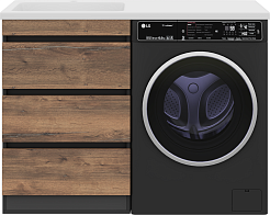 Misty Тумба с раковиной Коломбо 120 L под стиральную машину дуб галифакс/антрацит – фотография-1
