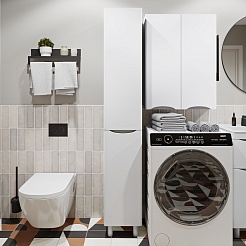 Vivon Шкаф-пенал Ostin 30L с бельевой корзиной белый матовый – фотография-9