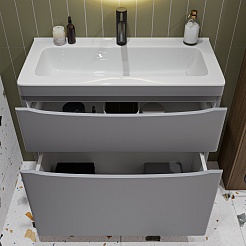 Vivon Тумба с раковиной Ostin 80 напольная серая матовая – фотография-5