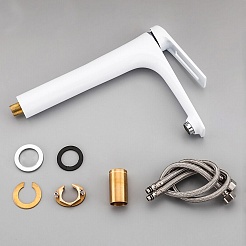 Frap Смеситель для раковины H52 F1052-54 белый/хром – фотография-5