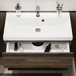 Водолей Тумба с раковиной Бест 90 подвесная дуб крымский коричневый – фотография-7