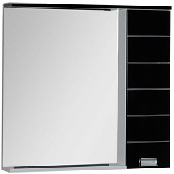 Aquanet Зеркальный шкаф "Доминика 90" L черный – фотография-1