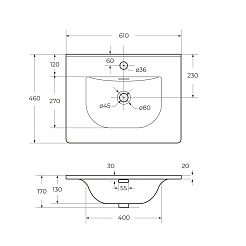 BelBagno Тумба с раковиной Etna 60 подвесная Rovere Moro с раковиной BB-8099-60 – фотография-5