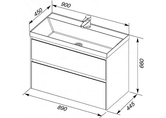 Aquanet Тумба с раковиной Гласс 90 – картинка-11