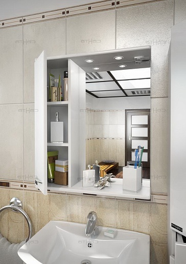 СанТа Зеркальный шкаф Прима 50 L свет – картинка-3