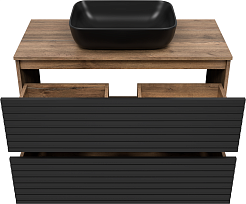 Brevita Мебель для ванной Dakota 100 дуб галифакс олово/черный кварц – фотография-4