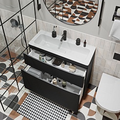 Vivon Тумба с раковиной Ostin 90 напольная черная матовая – фотография-5