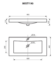 Misty Тумба с раковиной Джулия QVATRO 90 прямая бордовая – фотография-6