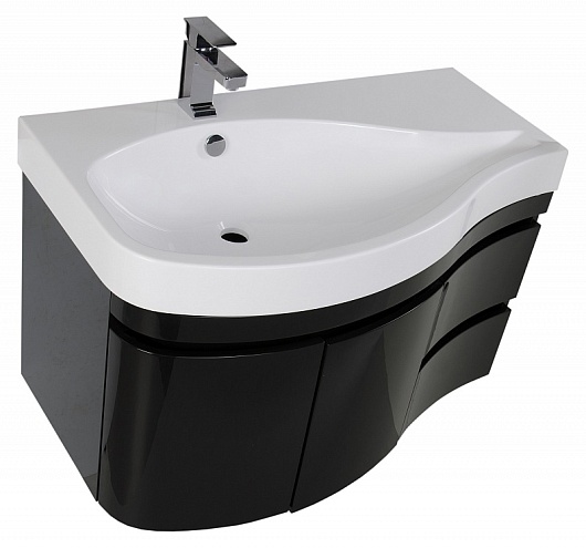 Aquanet Тумба с раковиной Сопрано 2-95 L черная (169634) – фотография-6