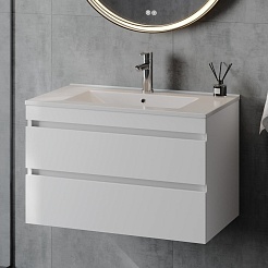 Teymi Тумба с раковиной Laina 80 подвесная белая матовая – фотография-4