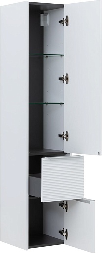 Aquanet Шкаф пенал Вита 35 подвесной белый матовый – фотография-4