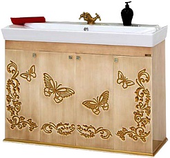 Misty Тумба с раковиной Бабочка 120 бежевая патина – фотография-1