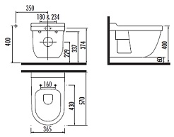 Creavit Унитаз подвесной Dream DR320 с биде – фотография-3
