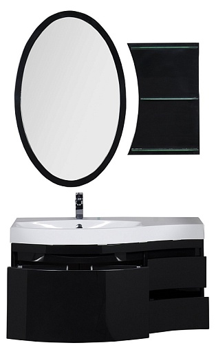 Aquanet Тумба с раковиной Опера 1-115 L с ящиком черная (169658) – картинка-7