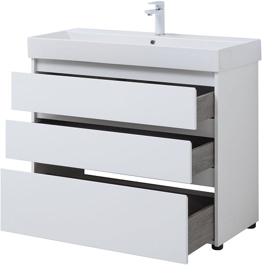 Aquanet Тумба с раковиной Nova Lite 100 белая глянцевая – фотография-8