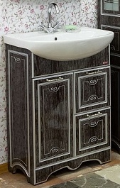 Sanflor Тумба с раковиной Адель 65 венге, патина серебро – фотография-1