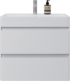 Style Line Тумба под раковину Атлантика 70 Люкс Plus антискрейтч подвесная белая – фотография-1