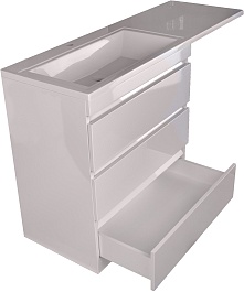 Style Line Тумба с раковиной Даллас 130 L 3 ящика под стиральную машину – фотография-6