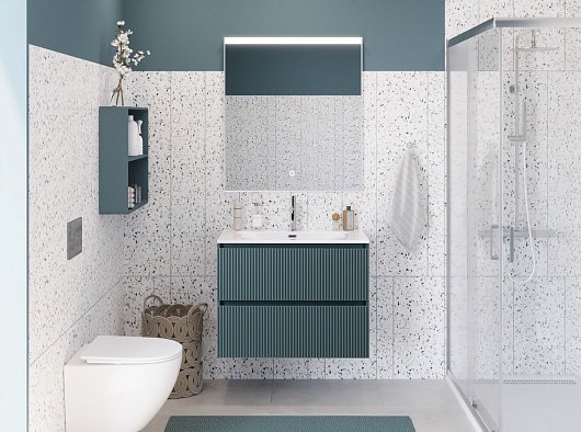 BelBagno Тумба с раковиной Uno mini 80 подвесная Голубой матовый с раковиной BB-8099-3-80 – фотография-12