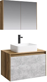 Aqwella Тумба с раковиной Mobi 80 дуб балтийский/бетон светлый – фотография-2