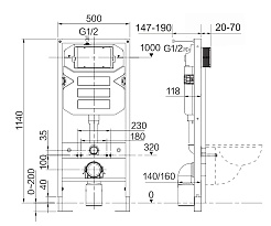 Ceramicanova Система инсталляции для унитазов Envision CN1002B с кнопкой смыва Flat черный матовый – фотография-4