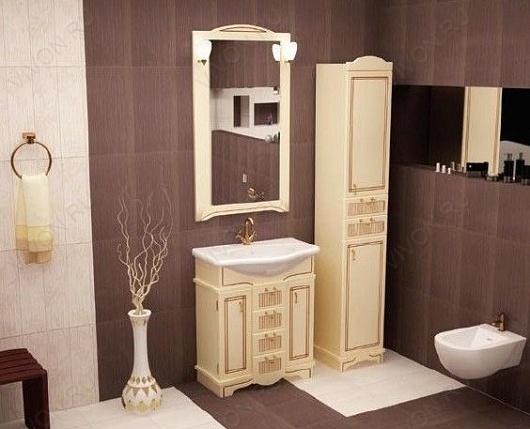 Aquanet Пенал для ванной "Луис" бежевый – фотография-2