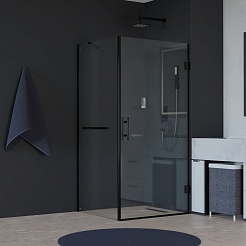 RGW Душевой уголок Hotel HO-045-1B (HO-011B + Z-060-2B + O-204B) 80x100 профиль черный стекло прозрачное – фотография-2