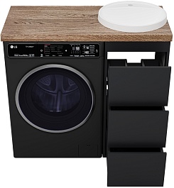 Brevita Мебель для ванной Grafit 100 под стиральную машину графит/махагон – фотография-9