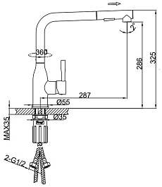 Frap Смеситель для кухни F6096-9 оружейная сталь – фотография-4