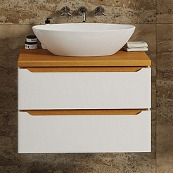 Mixline Мебель для ванной Виктория 70 R подвесная белая софт/дуб светлый – фотография-4