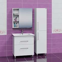 СанТа Тумба с раковиной Вегас 75 2 ящика белая – фотография-5